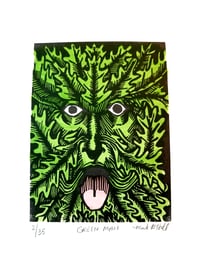 Green Man - Original Linocut Print