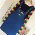 Denim Rainbow Pinafore Dress - Fitted Style Image 4