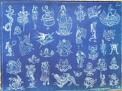 Image of giclee print percy waters 1920s blueprint tattoo flash sheet M, 18x24