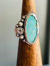 Number 8 Turquoise Ring with Sterling Roses And Pearls. Size 9