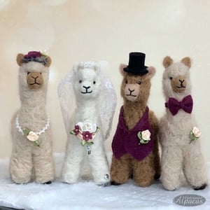 Alpaca Bridal Party Customized Bride Groom Wedding Decor Cake Topper Alpaca Fiber 