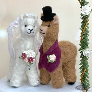 Alpaca Bridal Party Customized Bride Groom Wedding Decor Cake Topper Alpaca Fiber 