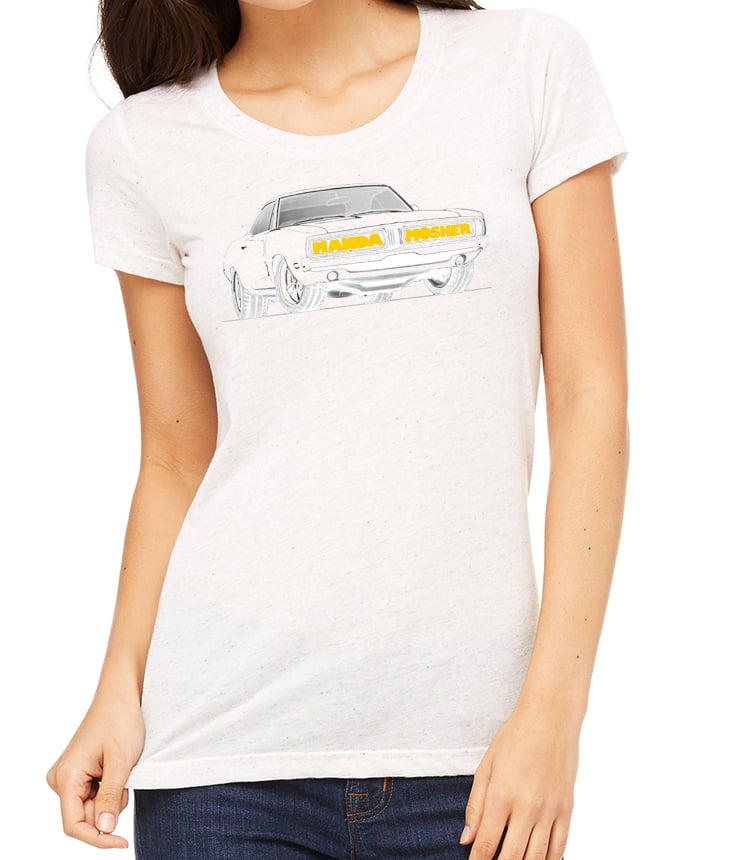 Image of Women's Manda Mosher Charger Car Tee in White
