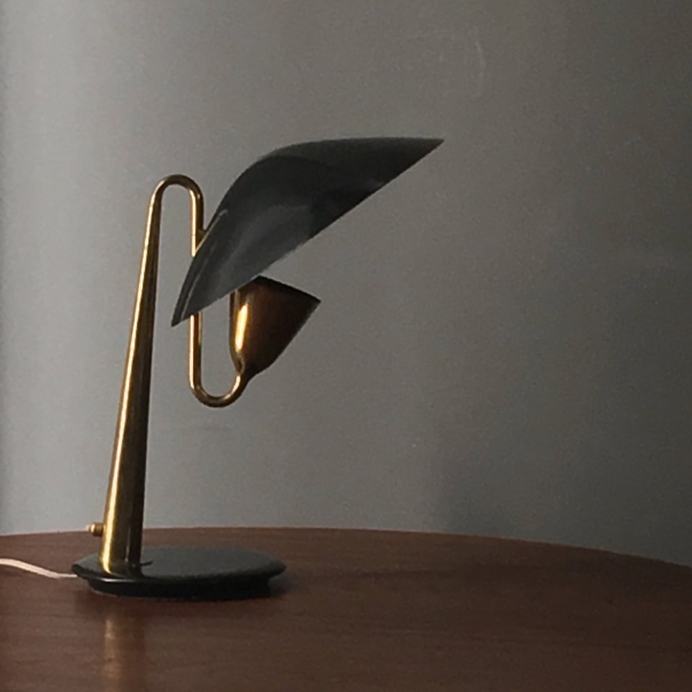 Image of Italian Brass Table Lamp Attributed to Giuseppe Ostuni for OLuce, 1950s