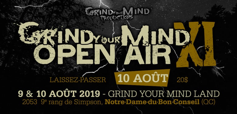 Image of Billet/Ticket Jour 2/Day 2(Samedi 10/Saturday 10th) GRIND YOUR MIND OPEN AIR XI