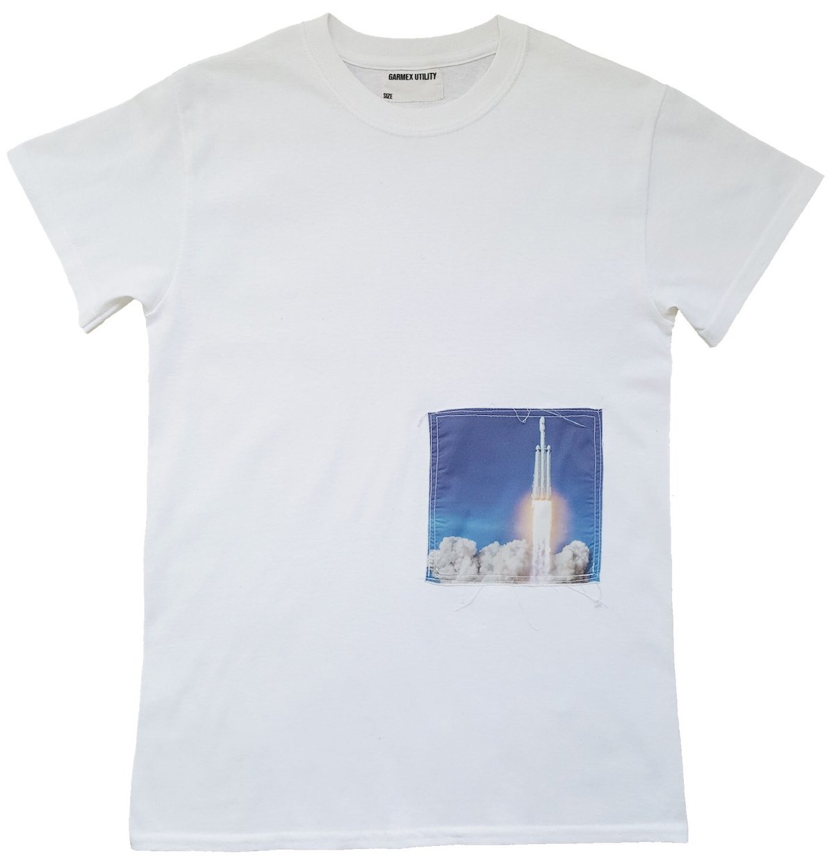 Image of White ‘Rocket Launch’ Patch T-Shirt