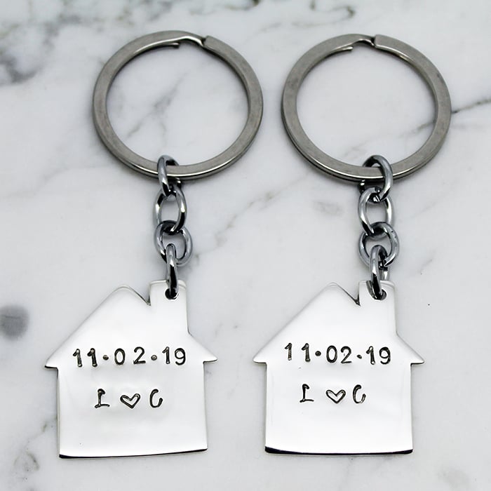 Personalised House Key Ring Set H&J