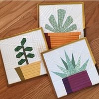 Image of Succulent Trio Quilt Block Patterns - 8" x 8"