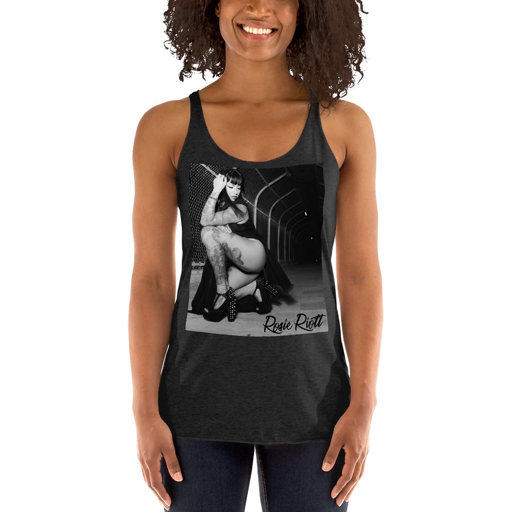 Image of Look Back At It Rosie Riott Racerback Tank in Vintage Black