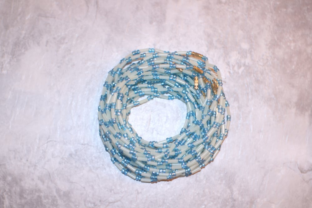 Image of Medium Blue and White Jewel Beads w/ Clasp