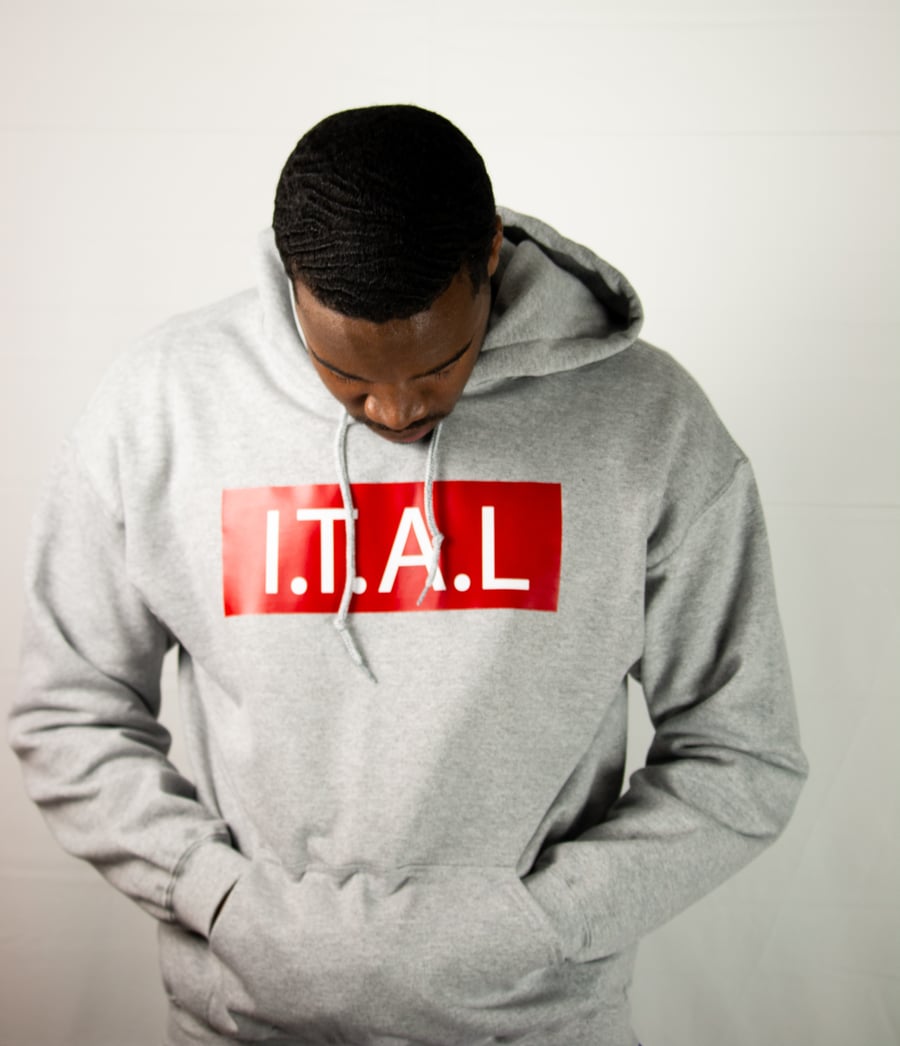 Image of I.T.A.L Sticker Hoodie - Sport Grey