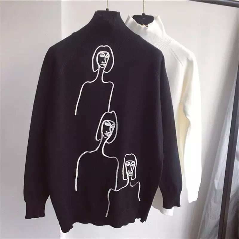 black polar neck jumper