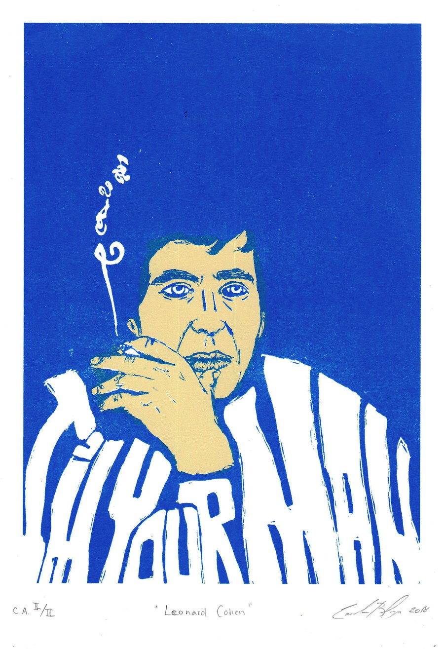 Image of Leonard Cohen - screen printing