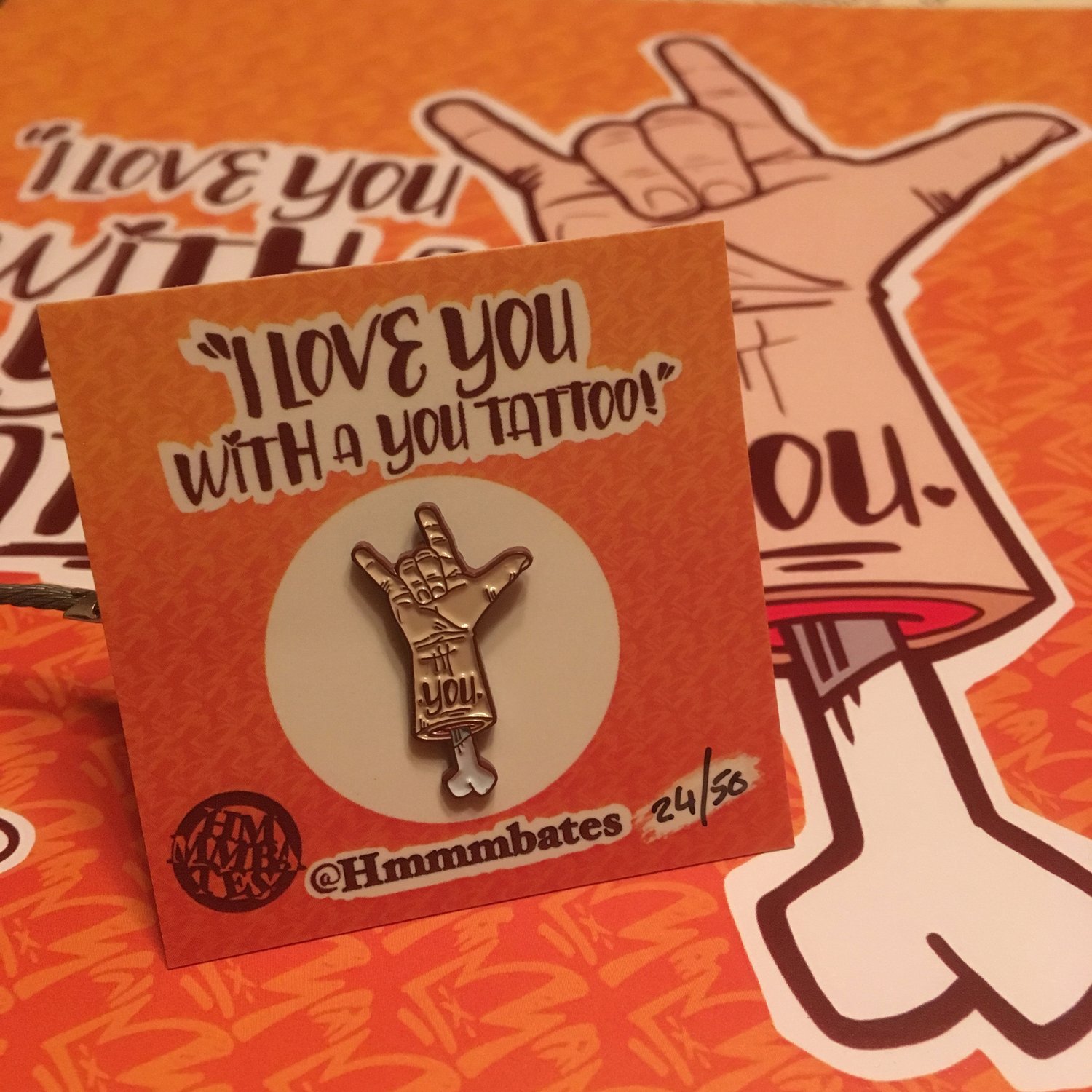 Image of I love you with a you tattoo enamel pin