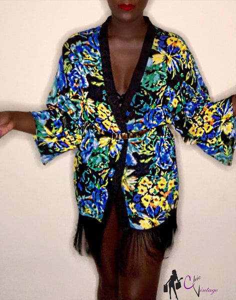 Image of Floral Fringe Kimono 