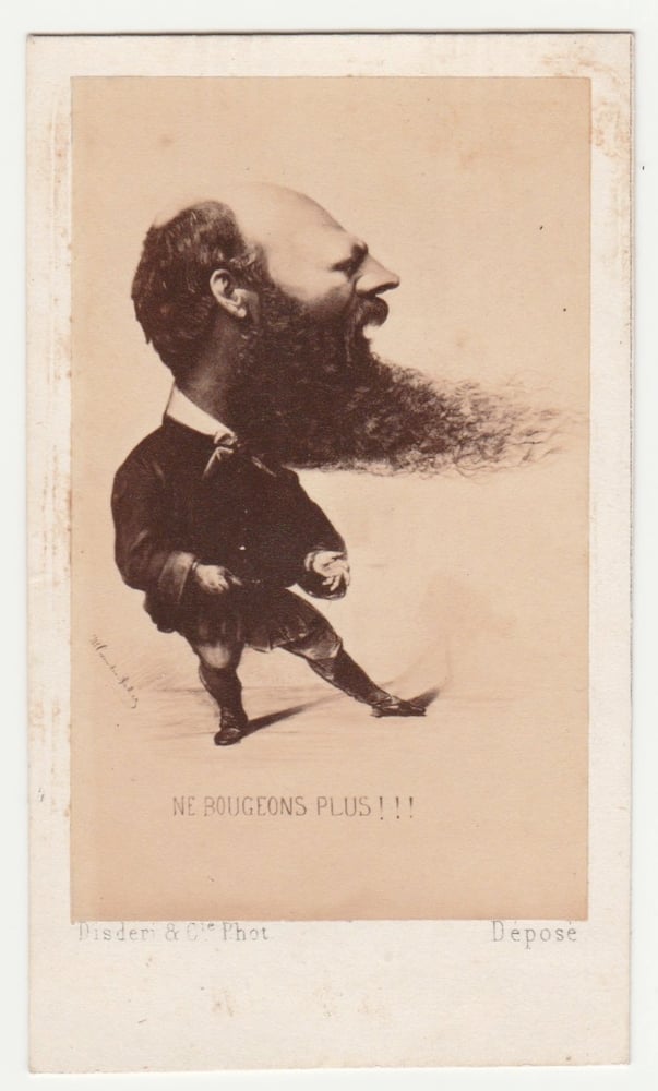 Image of 'Ne bougeons plus !!!' caricature of Disdéri by Van den Acker, 1865