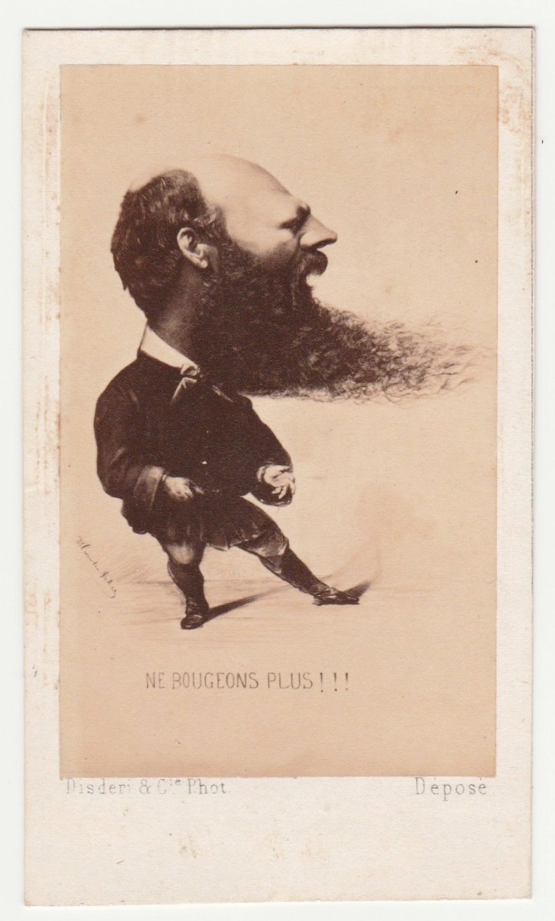 Image of 'Ne bougeons plus !!!' caricature of Disdéri by Van den Acker, 1865