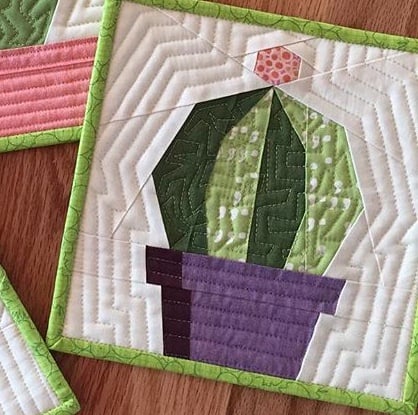 Image of Echino Cactis Quilt Block Pattern - 8" x 8"
