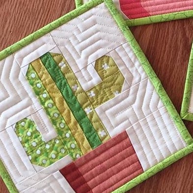 Image of Saguaro Cactis Quilt Block Pattern - 8" x 8"