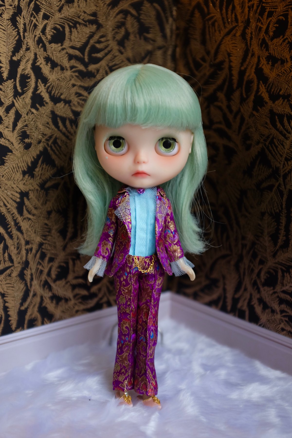 Image of LoungingLinda Brocade Suit Set ~ Purple