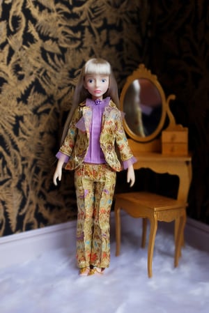 Image of LoungingLinda Brocade Suit Set ~ Gold
