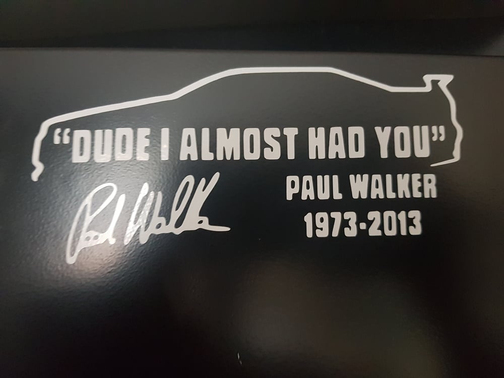 Image of Paul Walker tribute window sticker