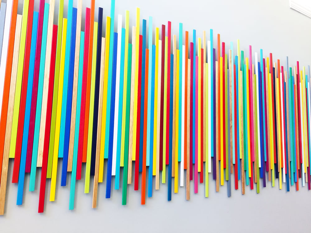 Image of STICKS IN MULTI-COLOR W/ NATURAL NO19 | Modern Art for Sale | Wood Stick Wall Art