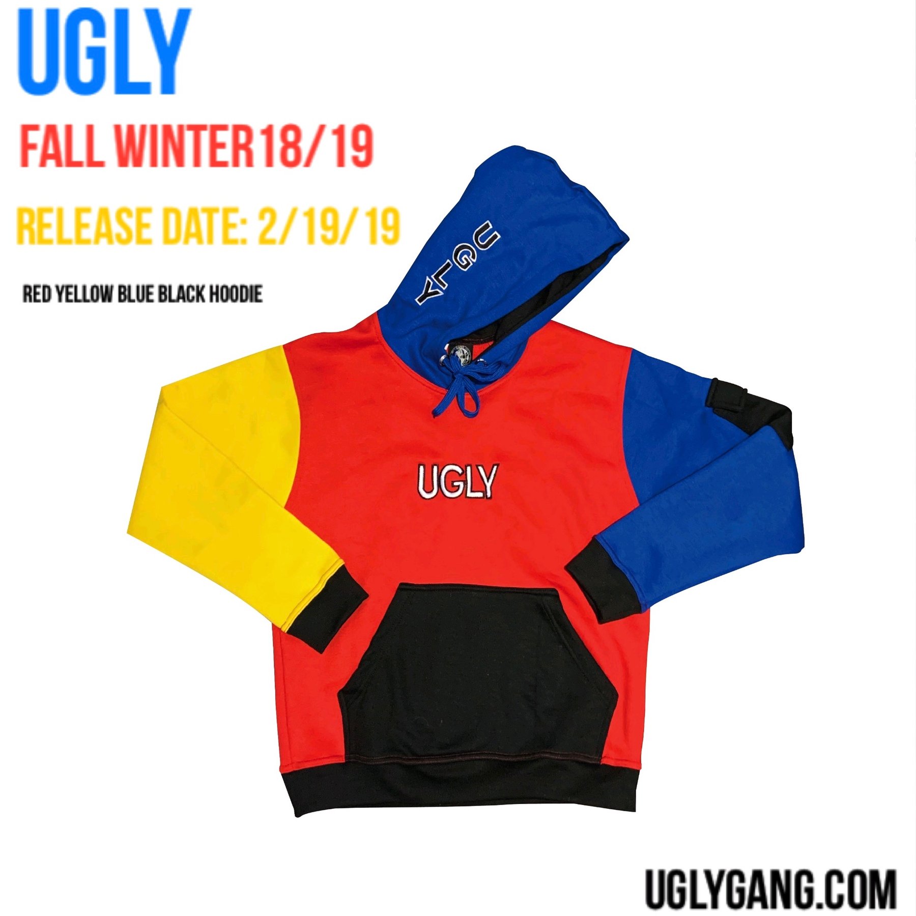RED YELLOW BLUE BLACK HOODIE Ugly Gang