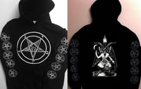 Image 1 of Pentagram - Hoodie with Baphomet back + with Sleeve prints