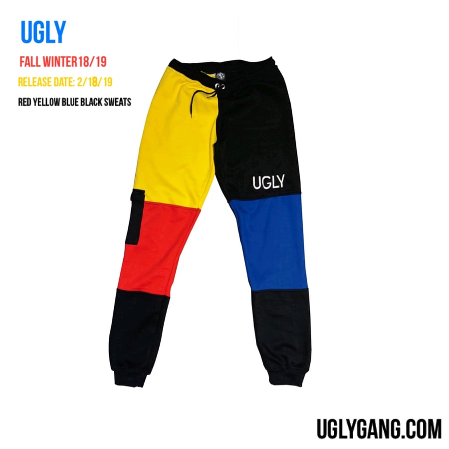 Image of Red yellow blue black sweat pants 