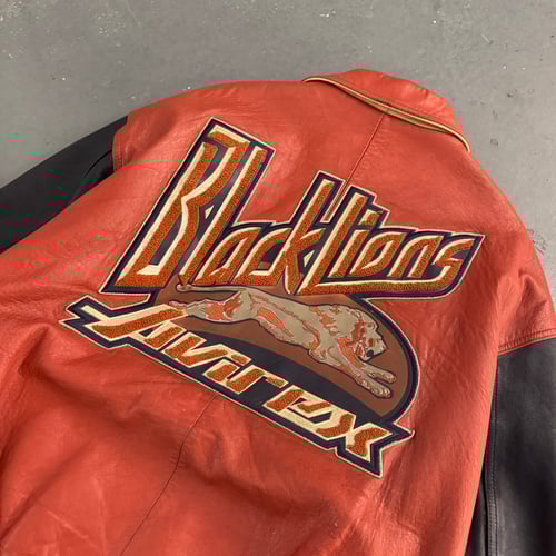 Image of 1990s Avirex “Blacklions” Leather Varsity Jacket, size XL