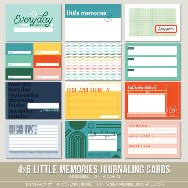 4x6 Little Memories Journaling Cards (Digital)
