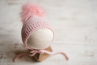 Image 2 of Piglet Pink Special Bonnet + Faux Fur Pom Pom