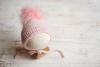 Image 1 of Piglet Pink Special Bonnet + Faux Fur Pom Pom