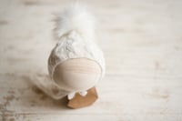 Image 3 of Cabled Pixie Pom Pom Bonnet