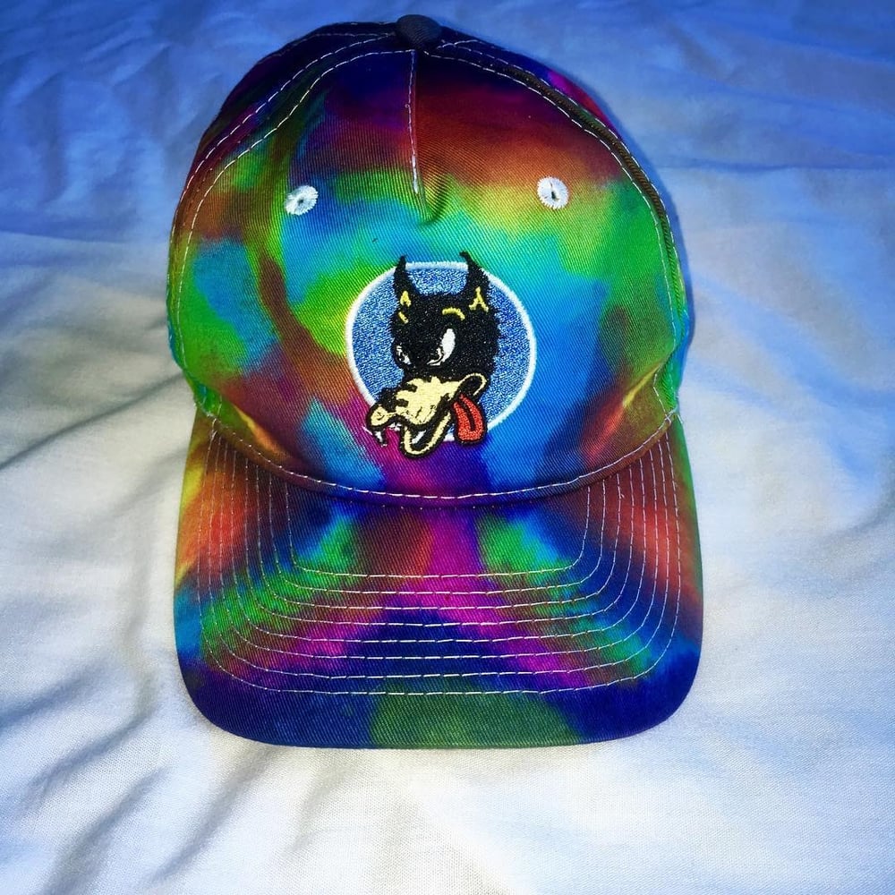 Image of Wolf Custom Embroidered Tie Dyed Hat!!