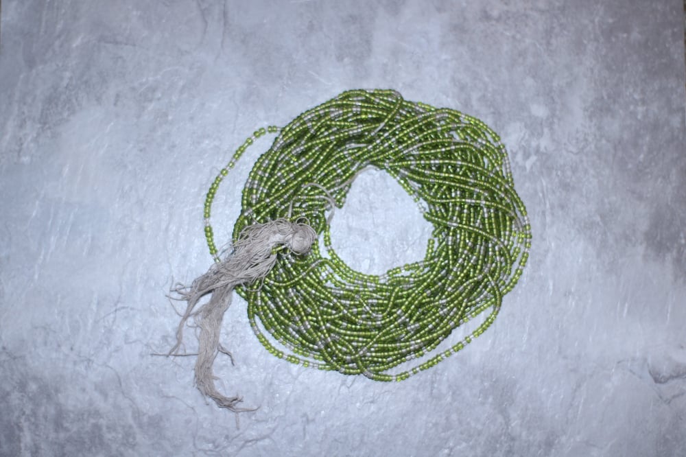 Image of Lime and Clear Tie Waistbead 