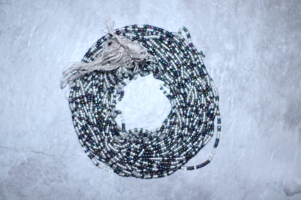 Image of Clear and Metallic Tie Waistbead 