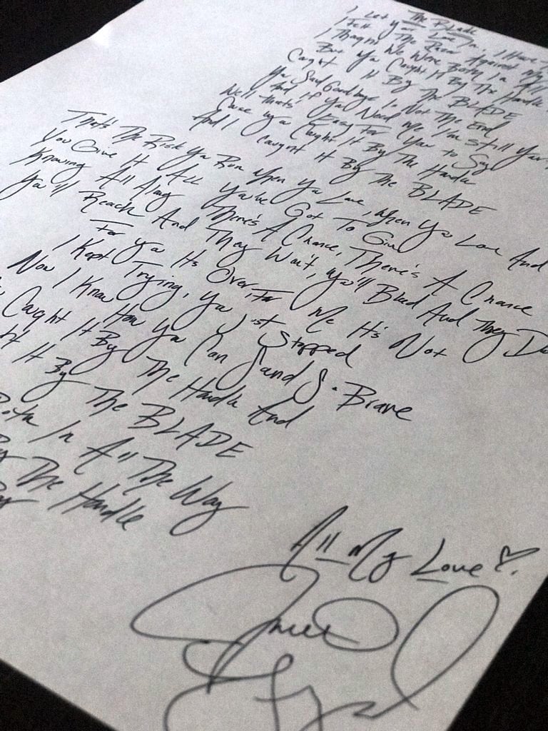 Image of Handwritten Lyric & Autographed Lyric of your choice by Jamie Floyd