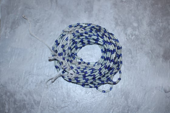 Image of Mini White and Blue Jewel Tie Waistbead 