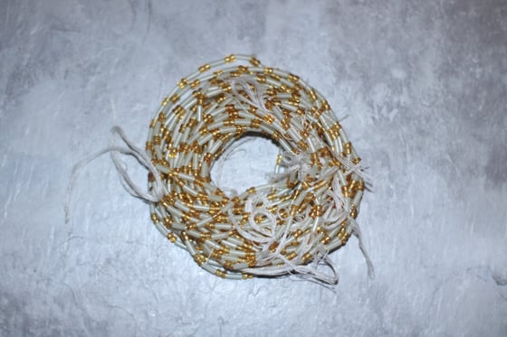 Image of Mini White and Gold Jewel Tie Waistbead 