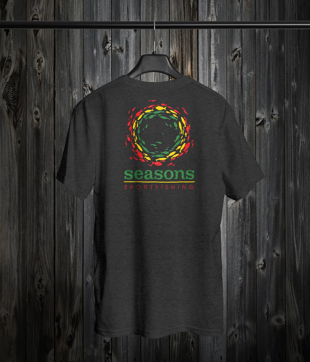 Image of SEASONS - ASH - RASTA SONAR SCHOOL (LARGE HIT ON THE FRONT AND LOGO SMALL ON BACK)