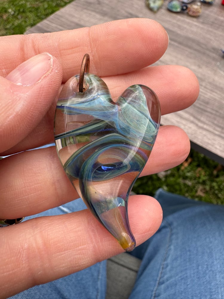 Image of Blue and Green Heart Pendant