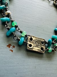 Image 3 of double strand Campitos turquoise and chalcedony charm bracelet