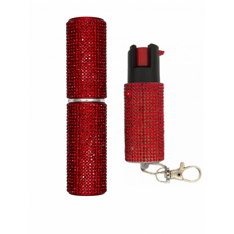Image of Red Rhinestones Lipstick & Pepper Spray Combo 