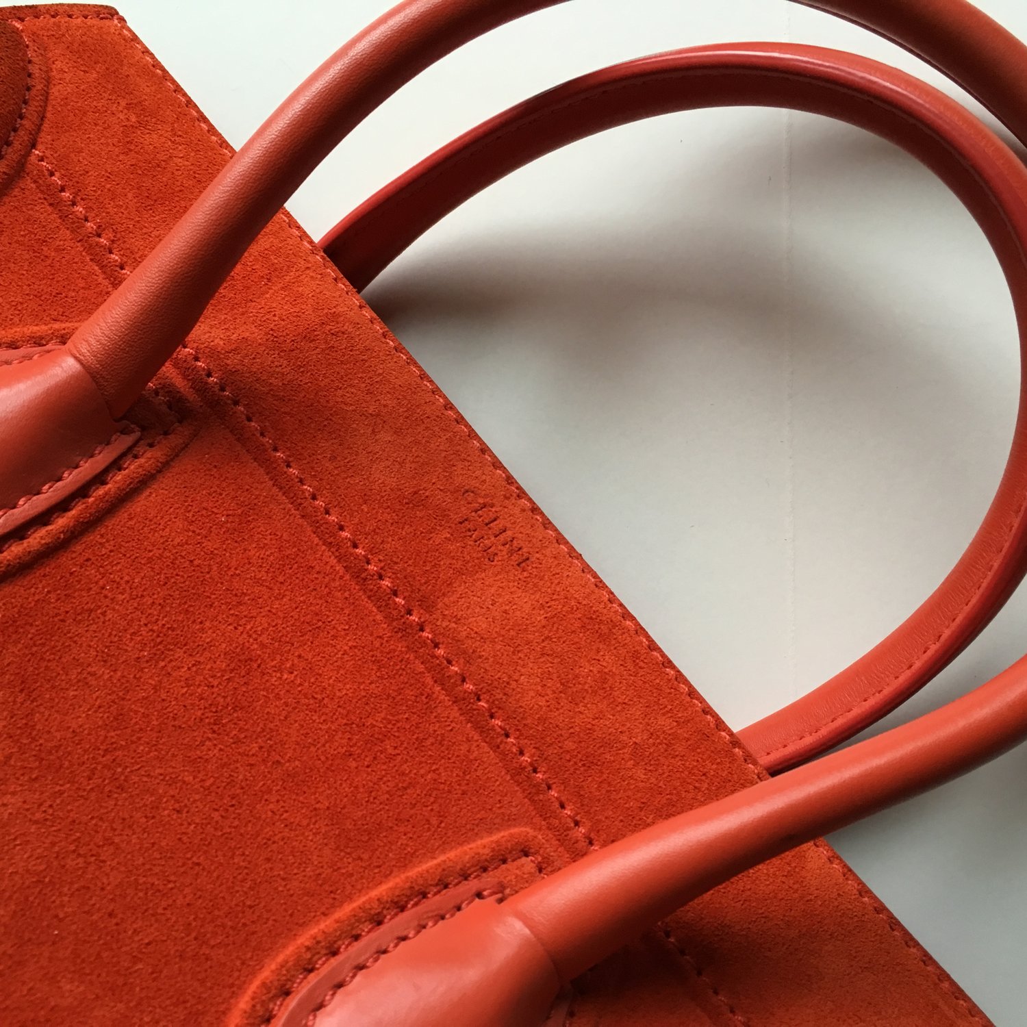 Image of CELINE ORANGE SUEDE PHANTOM BAG 