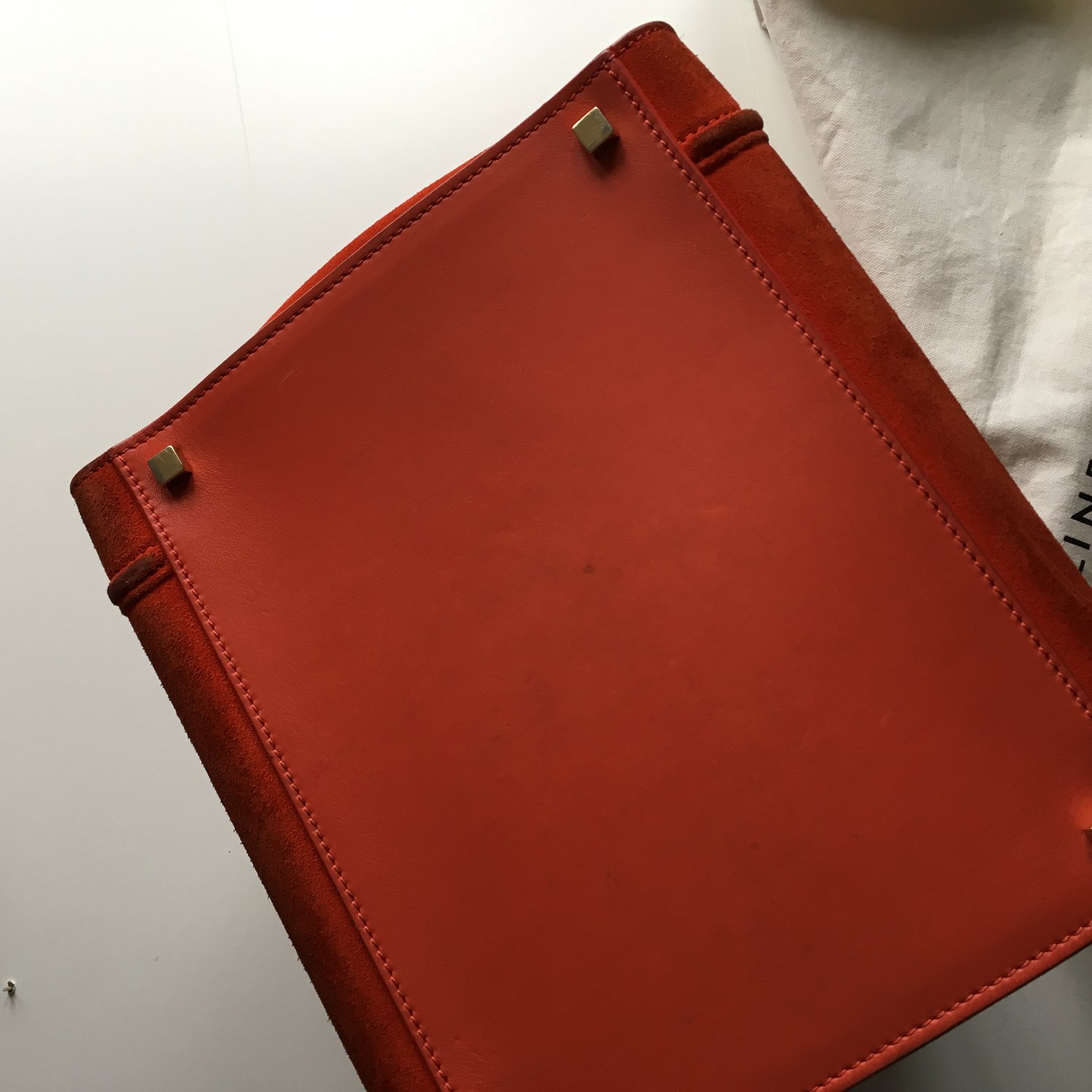 Image of CELINE ORANGE SUEDE PHANTOM BAG 