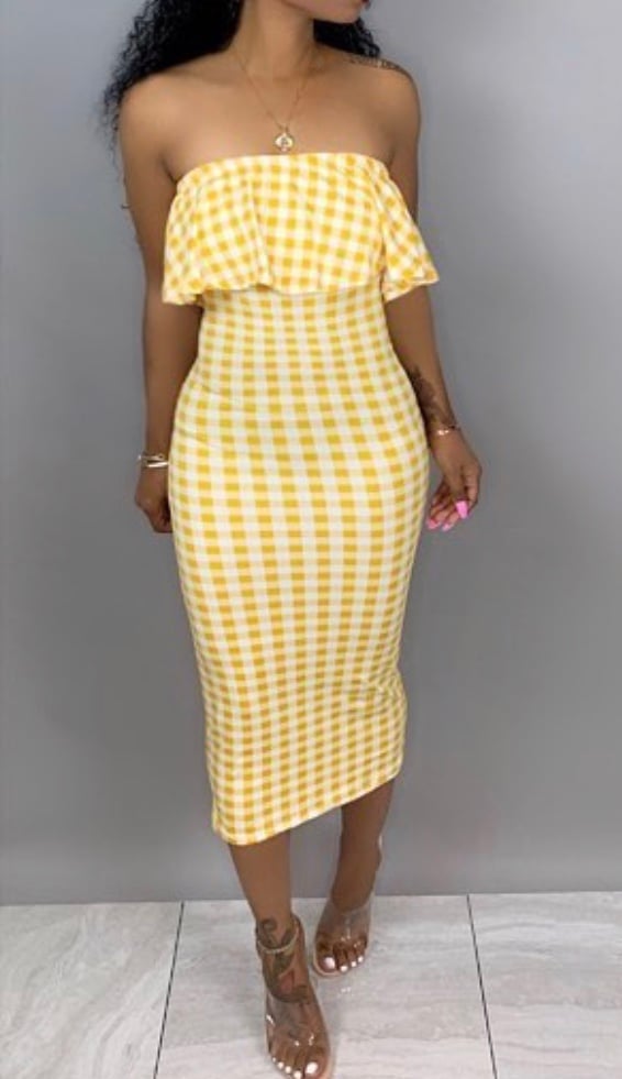 yellow checkered dress