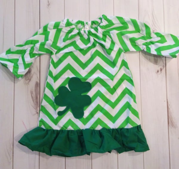 Image of ROCK BOTTOM BLOWOUT Clover Chevron Dress - Sizes 2t,3t,4t,and 7 available