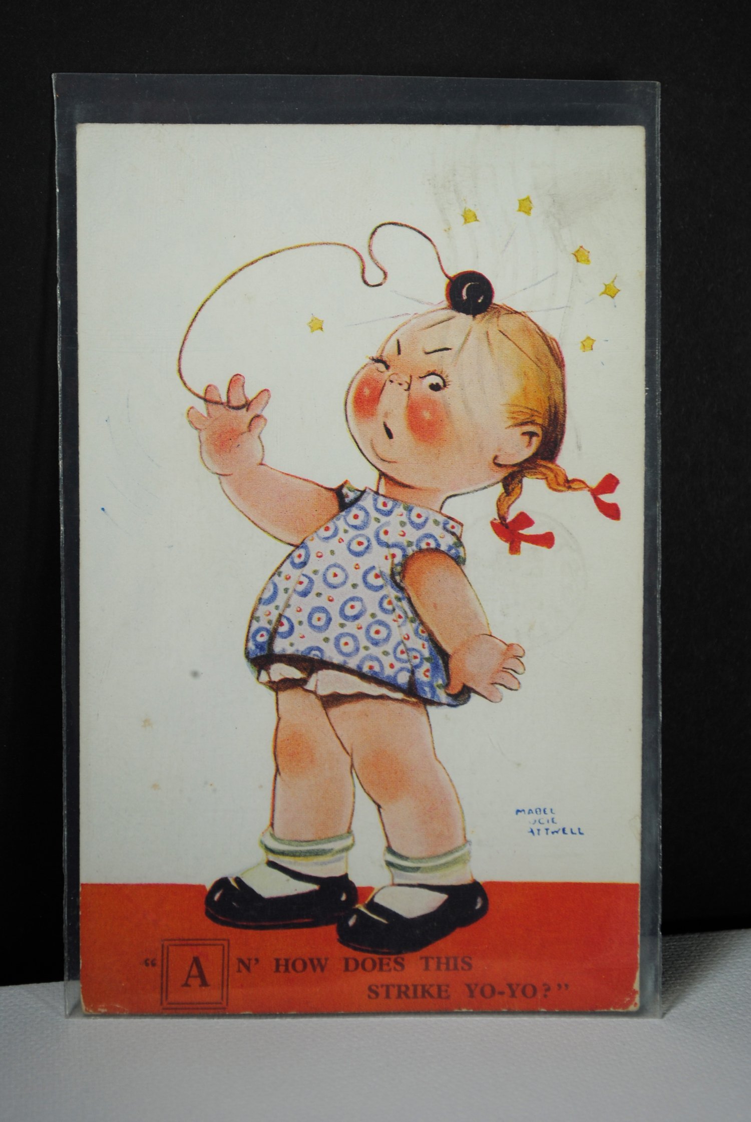 Image of 1933 Postmarked Valentines Day Yo-Yo Postcard INCREDIBLE!